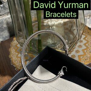 D̲a̲v̲i̲d̲ ̲Y̲u̲r̲m̲a̲n̲ 4mm Silver Diamond Hook Bracelet